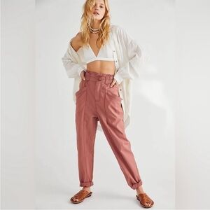 Free People Ready To Run Cinch High Waist Berry Cargo Pants- Size Small